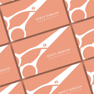 Haarstylist Scissor Peach Pink Visitekaartje