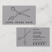 Haarstylist Scissors Chic Drawing Barber Minimal Visitekaartje (Voorkant / Achterkant)