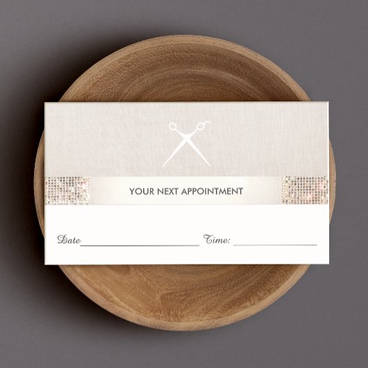 Haarstylist Scissors Sequin Salon Appointment Card Afsprakenkaartje