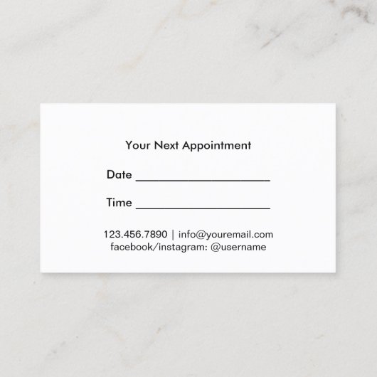 Haarstylist script chic Gold Glitter Appointment Afsprakenkaartje (Achterkant)