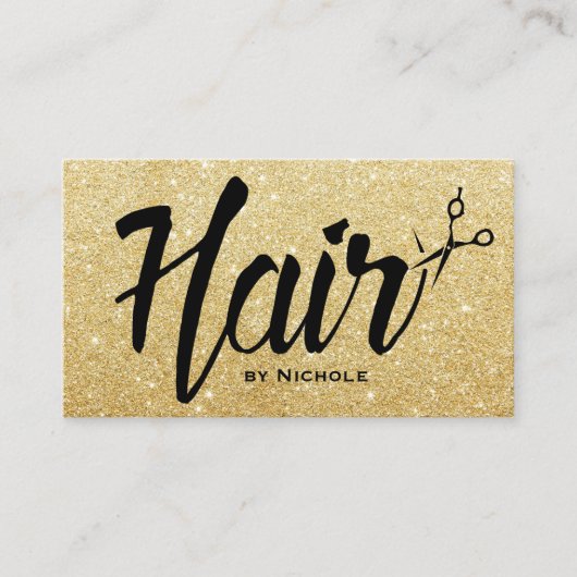 Haarstylist script chic Gold Glitter Appointment Afsprakenkaartje (Voorkant)