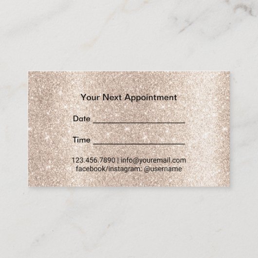 Haarstylist Script Modern Beige Glitter Afsprakenkaartje (Achterkant)