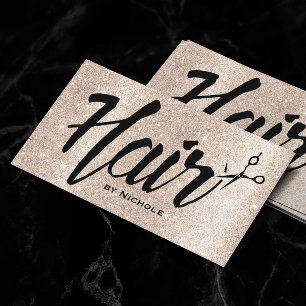 Haarstylist Script Modern Beige Glitter Afsprakenkaartje