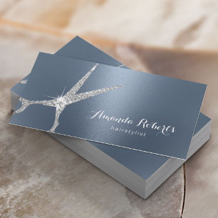 Haarstylist Silver Scissor Dusty Blue Salon Visitekaartje