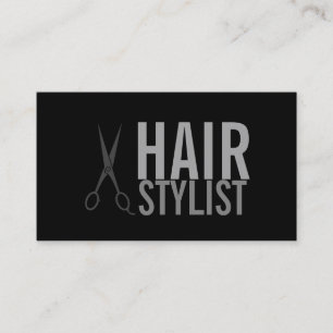 Haarstylist - Silver Scissors zwarte achtergrond Visitekaartje