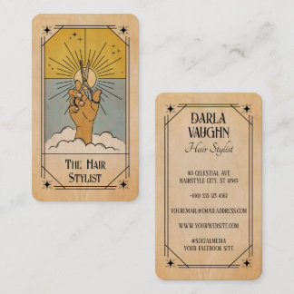 Haarstylist Tarotkaart Illustratie Hemelse Zon Visitekaartje