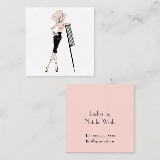 Haarstylist Vierkante Visitekaartje (Voorkant / Achterkant)