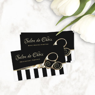 Haarstylist Wide Stripes Chique Gold Salon Schaar Visitekaartje