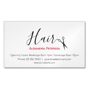 Haarstylist - Zwart en rood Magnetisch Visitekaartje