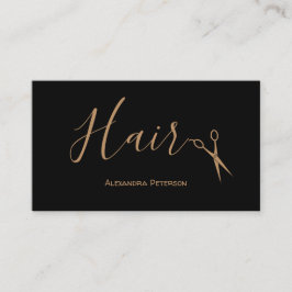 Haarstylist - Zwarte en gouden schaar Visitekaartje