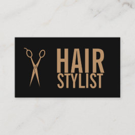 Haarstylist - Zwarte en gouden schaar Visitekaartje
