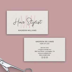 Haarstyliste Monogram Logo Tan Visitekaartje