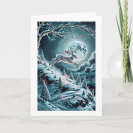 Haas die winterlandschap overspringt Vouwkaart Kaart