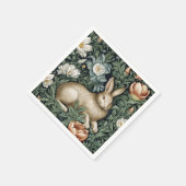 Haas en bloemen in de tuin art nouveau stijl servet (Hoek)