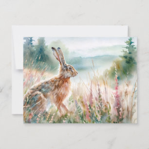 Haas in Meadow Waterverf Art Briefkaart