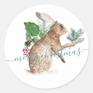 Haas konijn gekleed voor Kerstmis Ronde Sticker