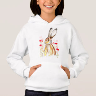 Haas waterverf wild schattig dier Meisje Hoodie