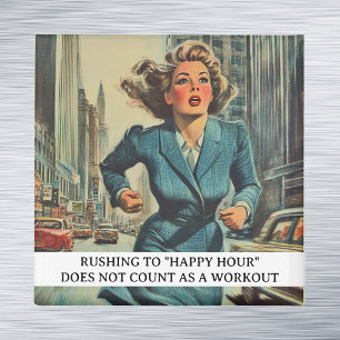 Haasten naar Happy Hour Grappige Retro 50s Zeggen Magneet