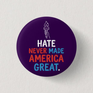 Haat Heeft Amerika Nooit Groot Gemaakt Patriotisch Ronde Button 3,2 Cm
