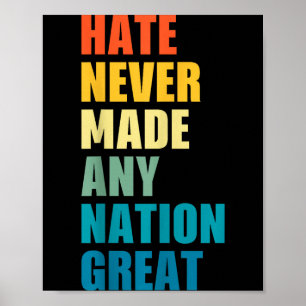 Haat heeft nog nooit een natie groot gemaakt Anti- Poster