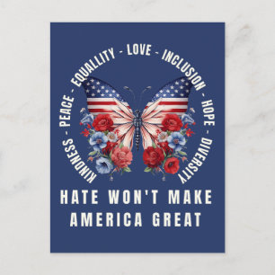 Haat zal Amerika niet groot maken Feestdagenkaart