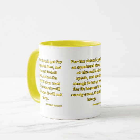 Habakuk 2:3 KJV Bijbelvers tweetonig Mok (Voorkant links)