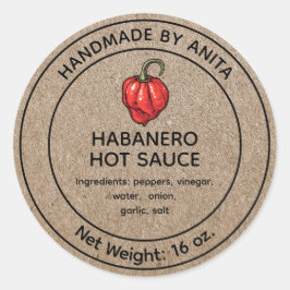 Habanero Hot Sauce Canning Jar Label Kraft