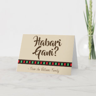 Habari Gani - Kwanzaa Holiday Brown Tan Feestdagen Kaart