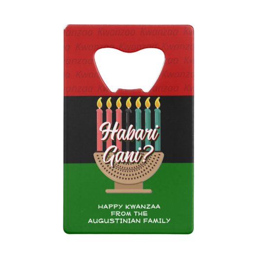 HABARI GANI Kwanzaa Kredietkaart Flessenopener (Achterkant)