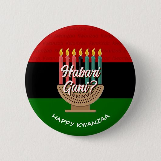 HABARI GANI Kwanzaa Ronde Button 5,7 Cm (Voorkant)