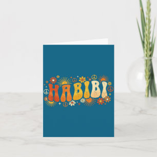 Habibi Retro 70s Tygraphy Vintage Bloem Hipe Arabi Kaart