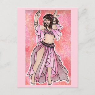Habibi roze buikdanseres poster briefkaart
