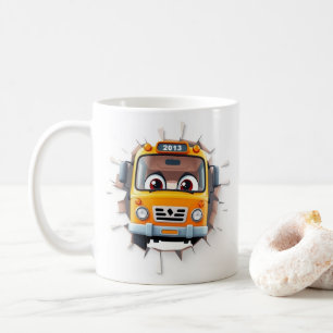 habillage de mug en cartoon 3d bus, conception d'h