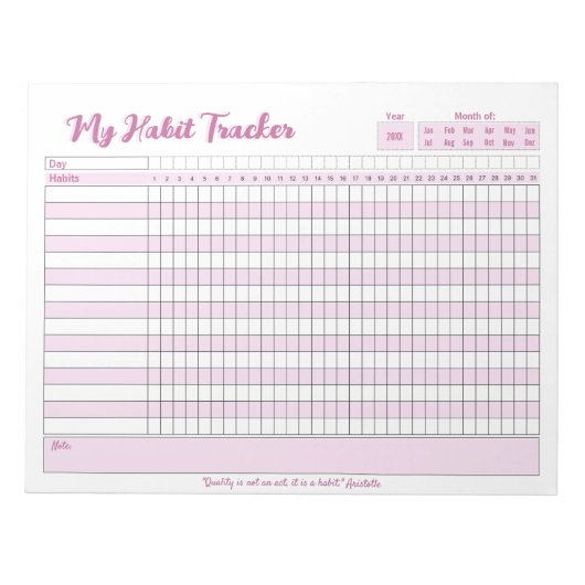 Habit Tracker Volledig  Blocnote (Voorkant)