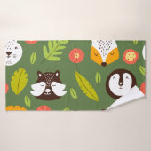 Habitants de la forêt : motif scandinave pour enfa (Serviette de bain)