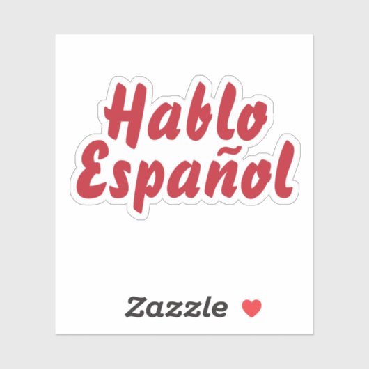 Hablo Español Ik spreek Spaans Rood Typografisch Sticker (Vel)