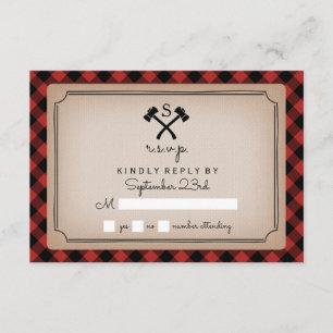 Hache décorée d'un monogramme RSVP de plaid de