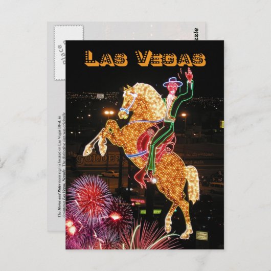 Hacienda Horse and Rider neon sign, Las Vegas Briefkaart (Voorkant / Achterkant)