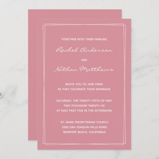 Hacienda Roos Minimalist Wedding Invitation (Voorkant / Achterkant)