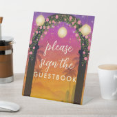 Hacienda Sunset Floral Arch Guestbook Tafelbord Reclamebord Met Voetstuk (Insitu)