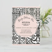Hacienda Tegel Zwart Wit Blush Modern Baby shower Kaart (Staand voorkant)