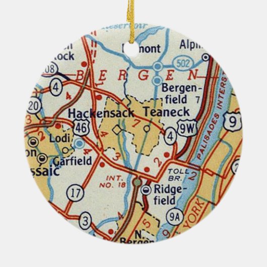 Hackensack NJ  Map Keramisch Ornament (Achterkant)