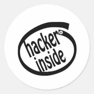 Hacker in ronde sticker