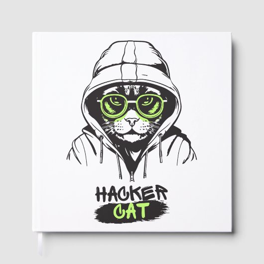 Hacker Kat Cyber Gamer Coder Grappige Tech Gastenboek (Voorkant)