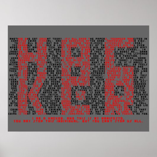 Hacker Manifesto Typografie Art Poster (Voorkant)