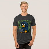 Hacker Pinguïn IT Design – Geek Tech T-Shirt (Voorkant volledig)