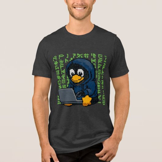 Hacker Pinguïn IT Design – Geek Tech T-Shirt (Voorkant)
