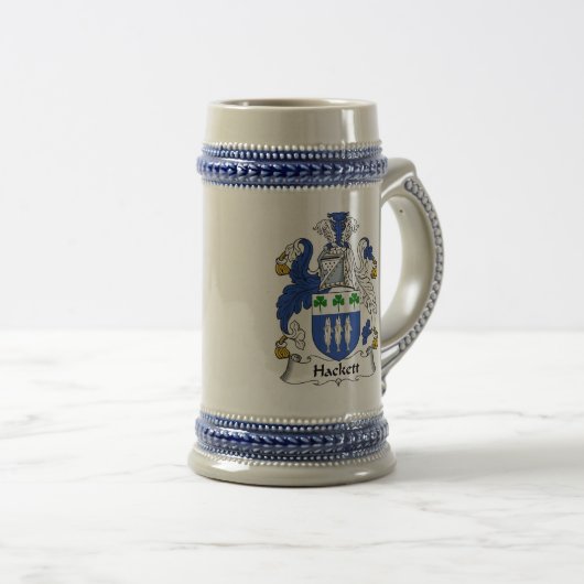Hackett Coat of Arms Stein - Family Crest Bierpul (Voorkant rechts)