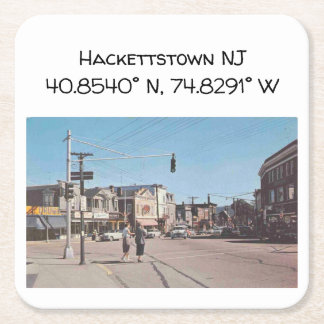 Hackettstown NJ Map Coördinaten  stijl Vierkante Kartonnen Onderzetter