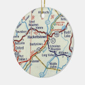 Hackettstown NJ Retro Map Keramisch Ornament (Links)